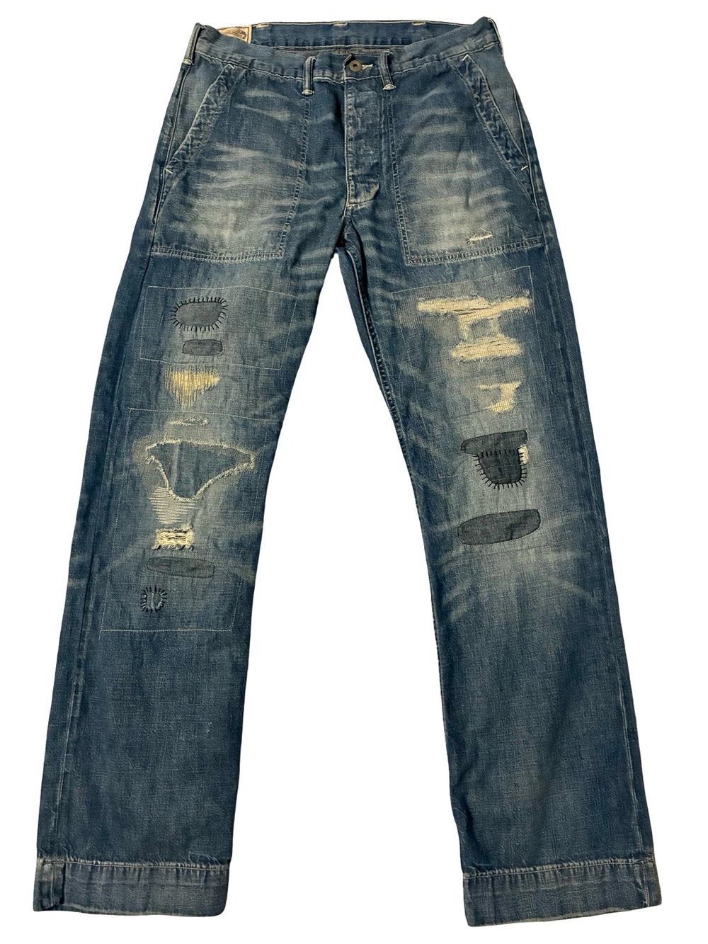 Polo Ralph Lauren Patchwork Sportsman Repaired Utility Denim Jeans 32x34